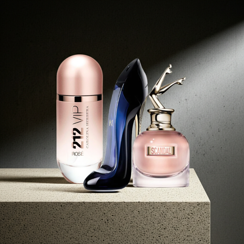 Set de 3 Perfumes Femeninos: 212 VIP Rosé + Good Girl + Scandal