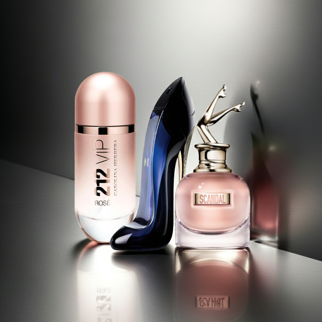 Set de 3 Perfumes Femeninos: 212 VIP Rosé + Good Girl + Scandal