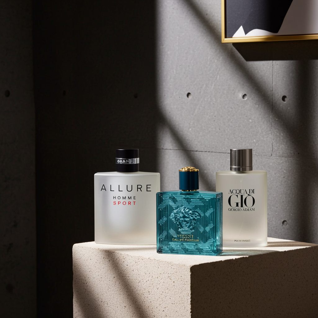 Set de 3 Perfumes Masculinos: Allure Sport + Versace Eros + Armani Acqua Di Gio