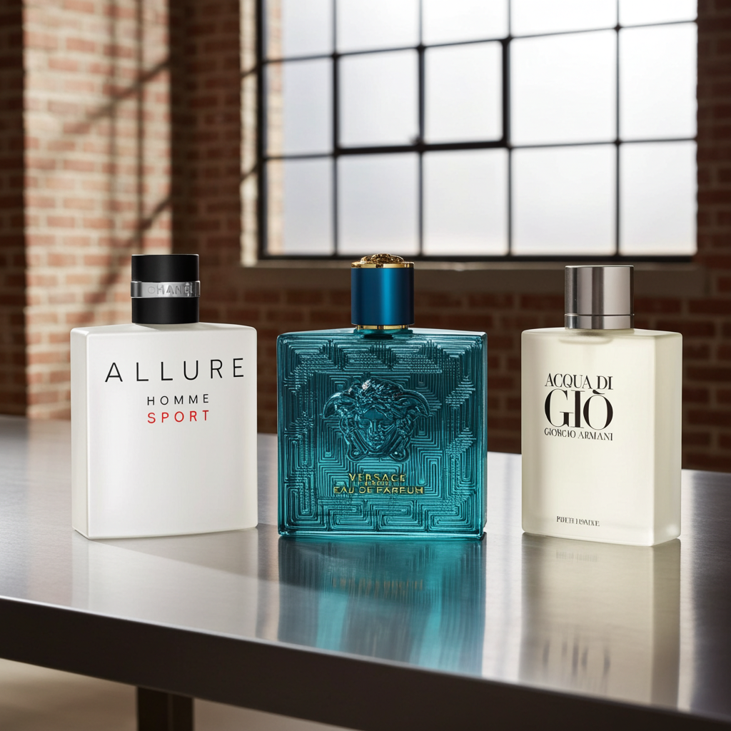 Set de 3 Perfumes Masculinos: Allure Sport + Versace Eros + Armani Acqua Di Gio