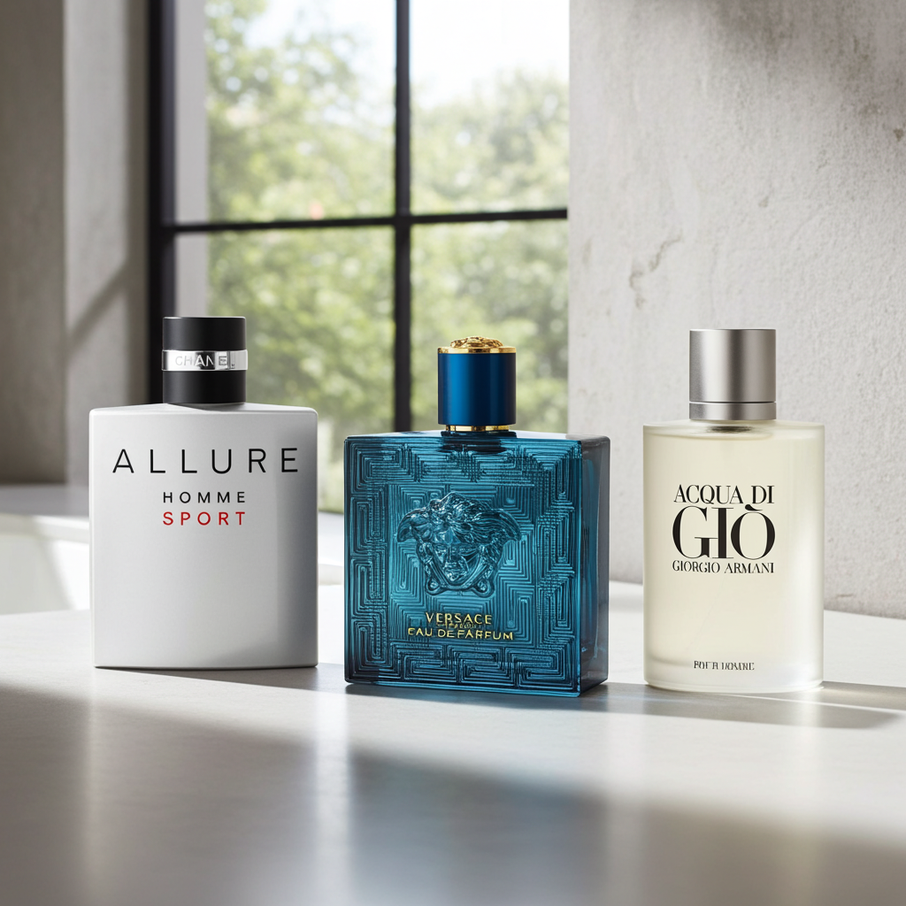 Set de 3 Perfumes Masculinos: Allure Sport + Versace Eros + Armani Acqua Di Gio