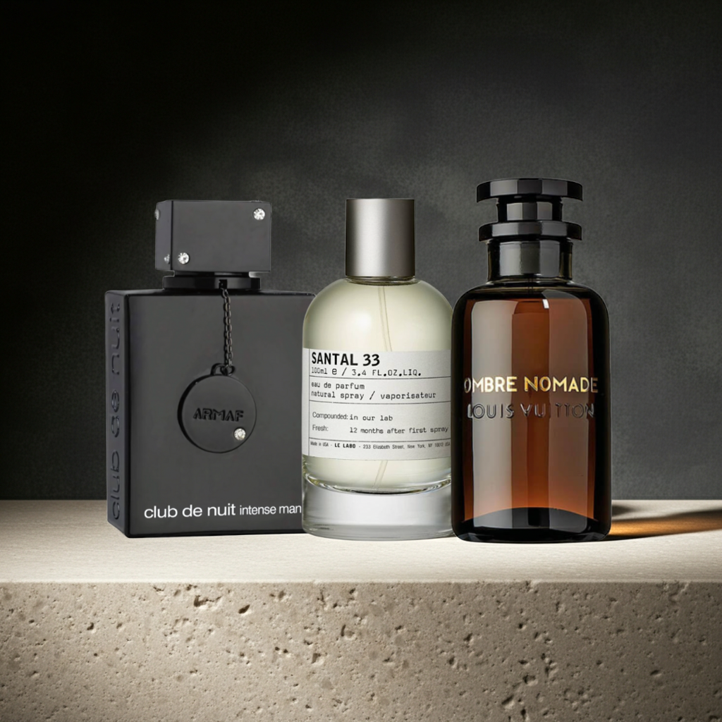 Set de 3 Perfumes Masculinos: Club De Nuit Intense + Santal 33 + Ombre Nomade