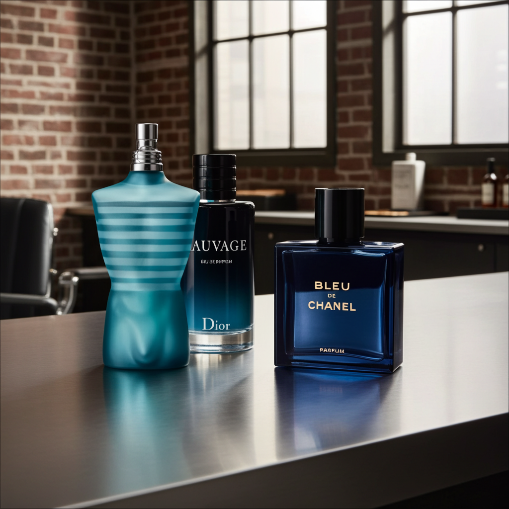 Set de 3 Perfumes Masculinos: Gaultier Le Mâle + Dior Sauvage + Bleu de Chanel