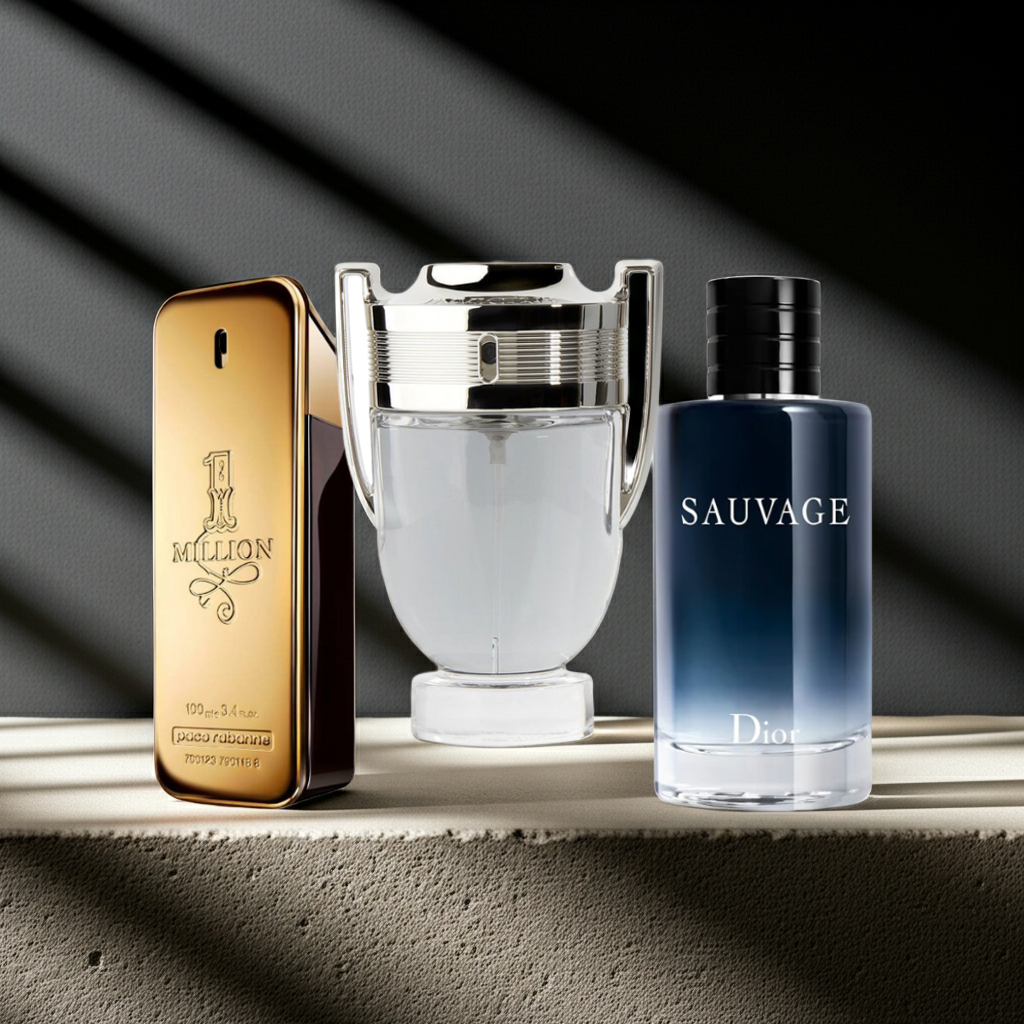 Set de 3 Perfumes Masculinos: Paco One Million + Invictus + Dior Sauvage
