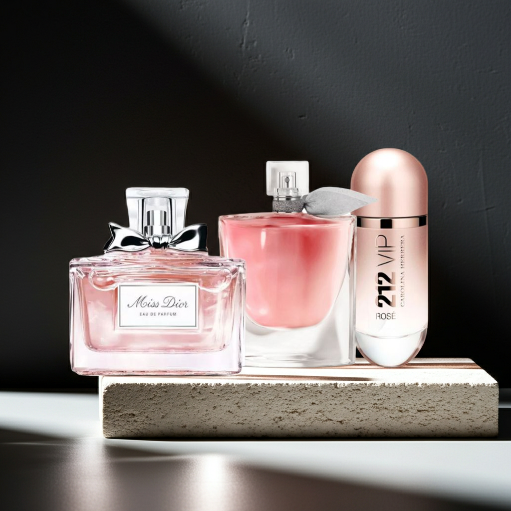 Set de 3 Perfumes: Miss Dior + La Vie Est Belle + 212 VIP Rosé